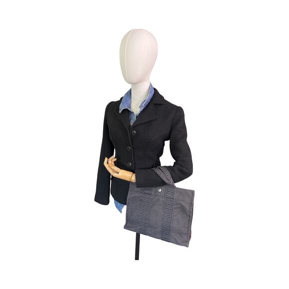 Hermès Herline PM Tote Grey Canvas H Webbing Handbag Made in France Authentic - Picture 14 of 14